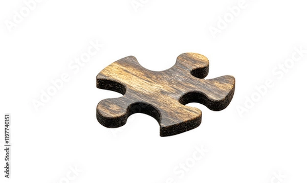 Obraz Wooden puzzle piece, dark background, solution concept, game