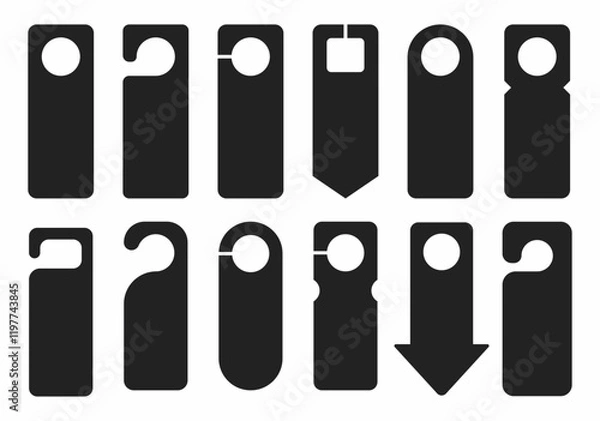 Obraz Do not disturb door hanger signs of hotel room. Please do not disturb hotel design black color. Vector illustration