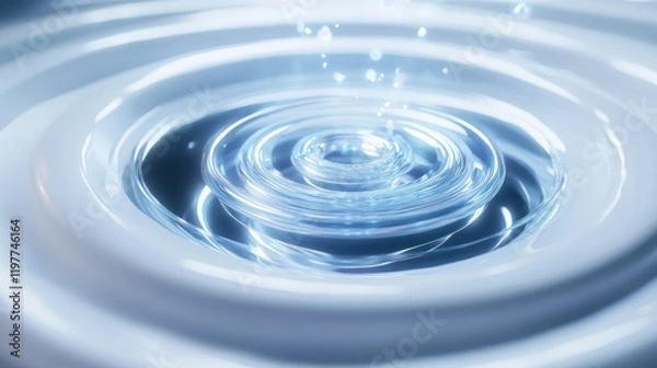 Fototapeta Abstract Water Drop Impact Ripples and Reflections in Serenity