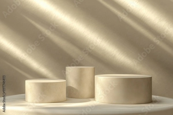 Fototapeta Beige Cylindrical Display Stands