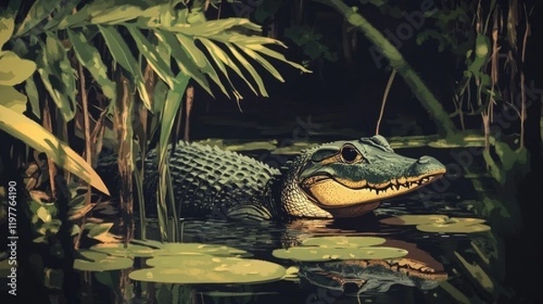 Fototapeta Alligator in the Swamp