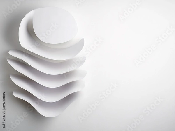 Fototapeta Abstract White Paper Sculptures Softly Lit. AI Generated