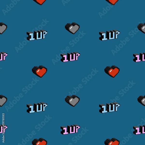 Fototapeta 8 bit hearts pattern