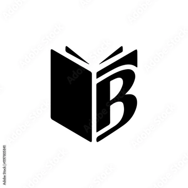Obraz A minimalist illustration of a book logo with the letter "B".	