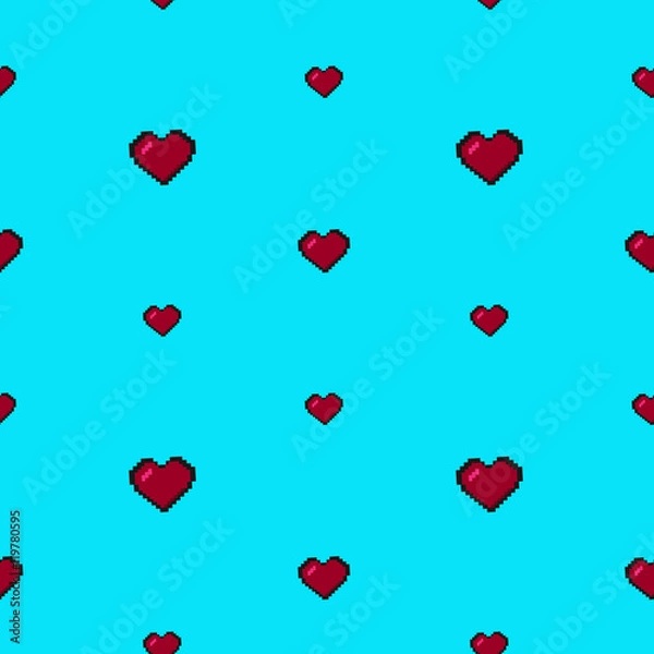 Fototapeta 8 bit hearts pattern