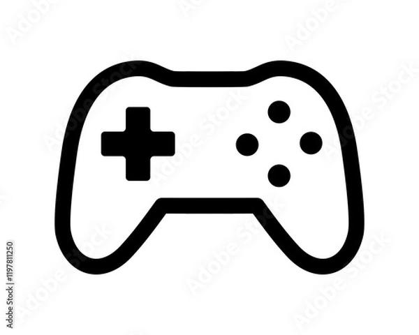 Obraz Bold, minimalist gamepad icon. Perfect for app design, websites, or gamingrelated projects.  Clean lines, high contrast, easily scalable vector graphic.