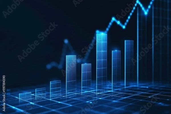 Fototapeta Glowing financial chart shows growth in business investment and success