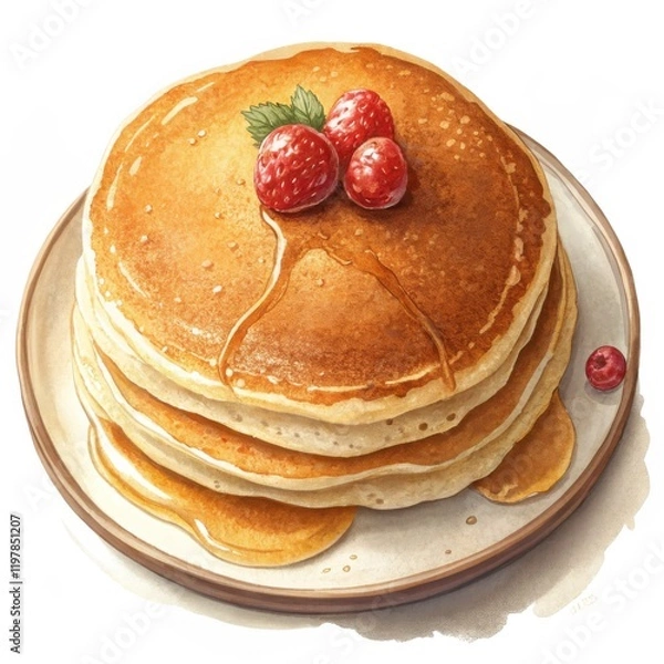 Fototapeta A stack of pancakes with syrup on top