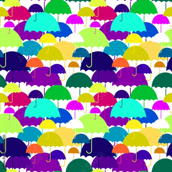 Fototapeta Illustration of a seamless pattern with umbrellas