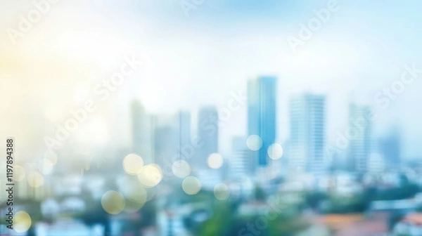 Fototapeta Bokeh effect highlighting urban architecture and construction.