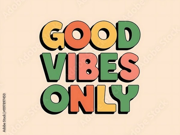 Fototapeta Good Vibes Only Retro Style Typography Design