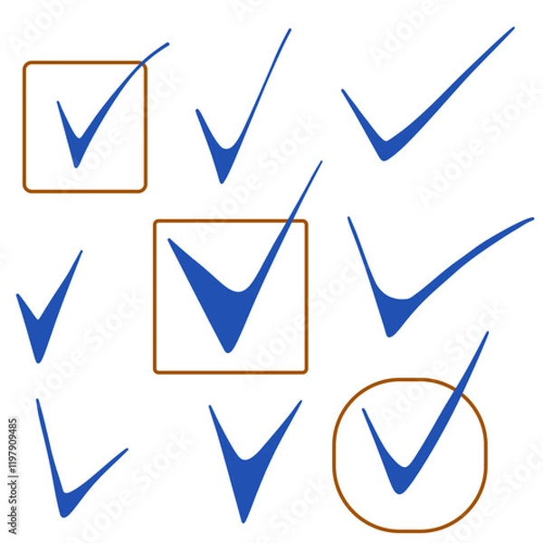 Fototapeta  Select boxes marked in blue ink. Vector illustration