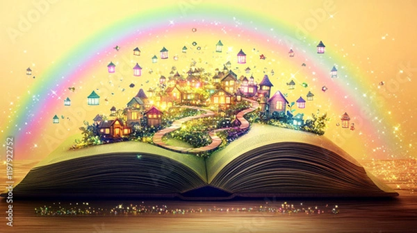 Obraz Enchanting Storybook World Emerges from an Open Book
