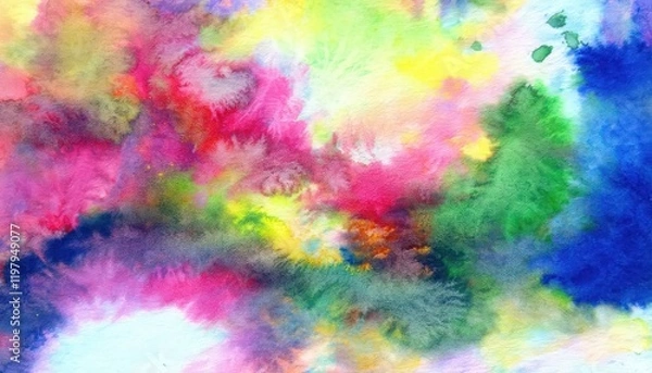 Fototapeta Vibrant and Expressive Watercolor Abstraction, Showcasing a Rhapsody of Colors and Textures in an Impressionistic Dance.