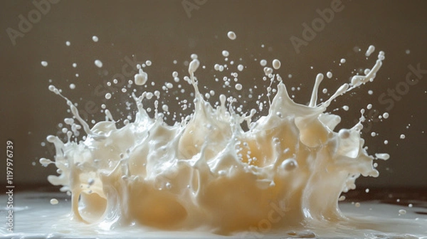 Fototapeta Liquid explosion captured in mid-air with AI enhancement showcasing splashes
