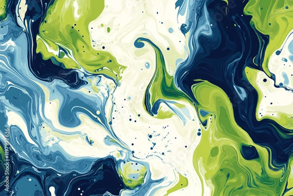 Fototapeta Swirling abstract marble patterns blend vibrant blues, greens, and whites