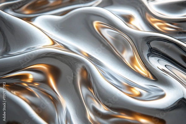 Fototapeta Flowing patterns in metallic hues create a mesmerizing visual effect