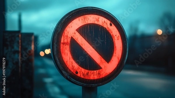 Fototapeta A circular signal with a rotating red circle indicating no entry 