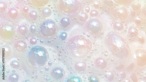 Obraz A bubbly foam texture with small, iridescent bubbles 