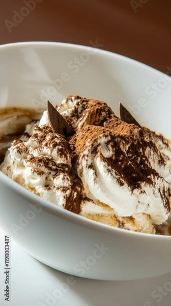 Fototapeta A Delectable Tiramisu Dessert, Exquisitely Presented, Perfect for Coffee Lovers