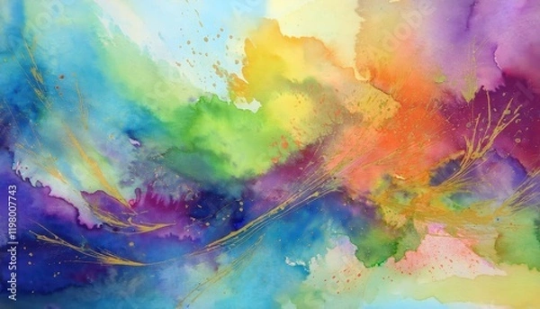 Fototapeta Vibrant Abstraction Expressive Watercolor Splashes, Swirling Colors, and Textures in a Mesmerizing, FreeForm Composition