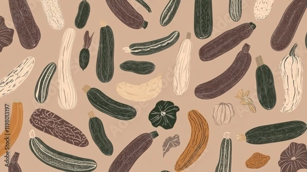 Obraz A Bountiful Harvest: Delicate Vegetable Illustrations