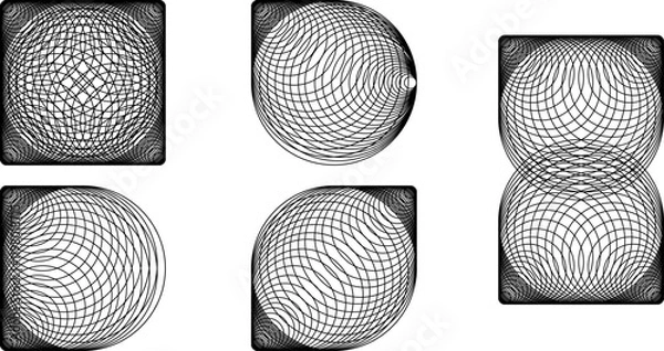 Fototapeta Abstract geometric shape elements for graphic design. Line logo. Collection of linear symbols, pictogram and icons. Modern minimalism vector set for logo, poster, banner, sticker design.