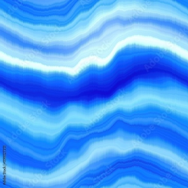 Fototapeta Modern summer striped blur wash seamless pattern background for trendy beach wear and coastal living designs. Repeatable alcohol ink bleed effect in blue white indigo colors