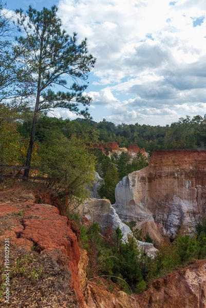 Fototapeta Spectacular view of the multi-colored Providence Canyon from the rim trail in Lumpkin, Georgia.