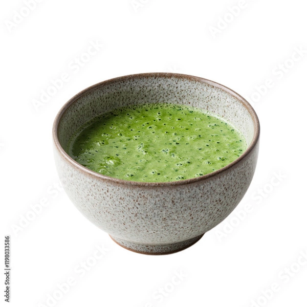 Fototapeta Elegant Japanese matcha tea in white bowl on clean surface