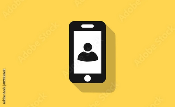 Fototapeta Vector smartphone with user icon on flat background