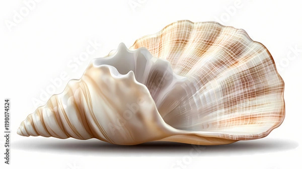 Fototapeta 3d rendering icon seashell illustration png. cartoon minimal style on transparent isolated background. Seashell. Illustration