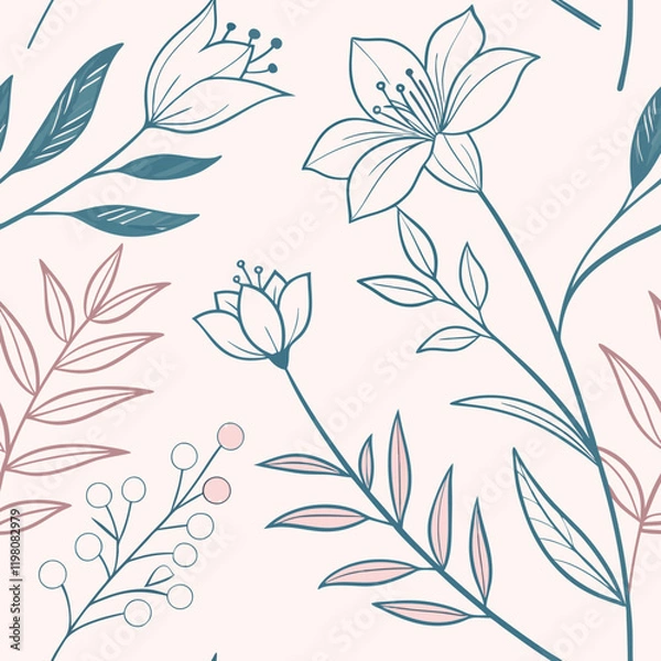 Obraz Minimalist Botanical Line Art Pattern