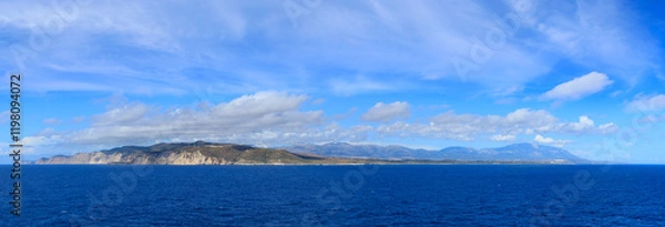 Fototapeta View of Kefalonia Island from sea, Greece.