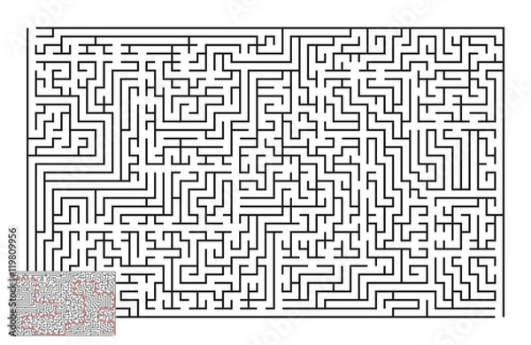 Obraz Large Vector Horizontal Maze with Answer 1
