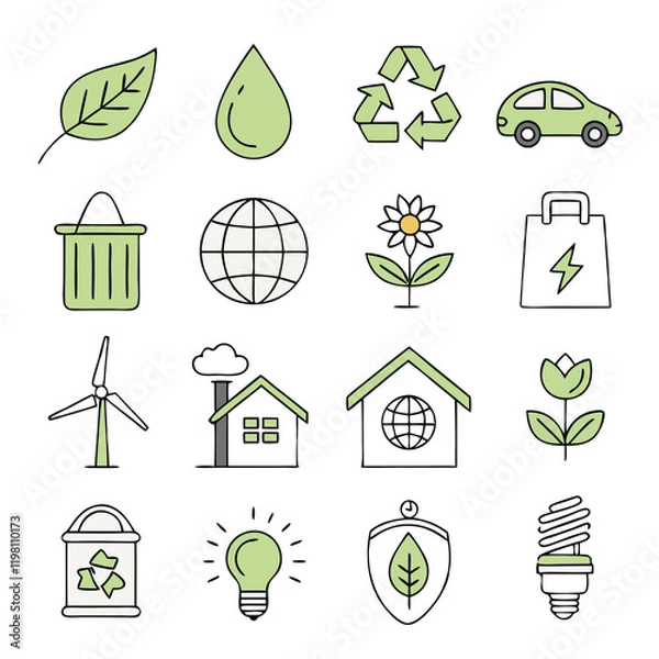 Fototapeta Eco-Friendly Icons Collection