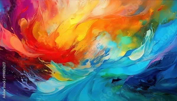 Fototapeta Vibrant and Textured Abstract Artwork Exploring a Colorful Grunge Palette with Bold Hues and Layered Patterns, Crafted in