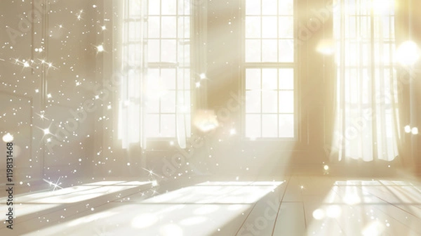 Fototapeta Sunlit Room with Sparkling Dust Particles