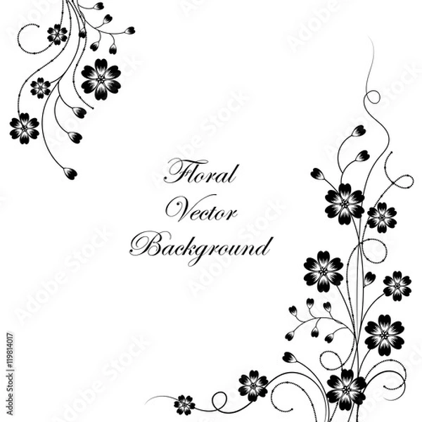 Obraz Simple floral background in black and white