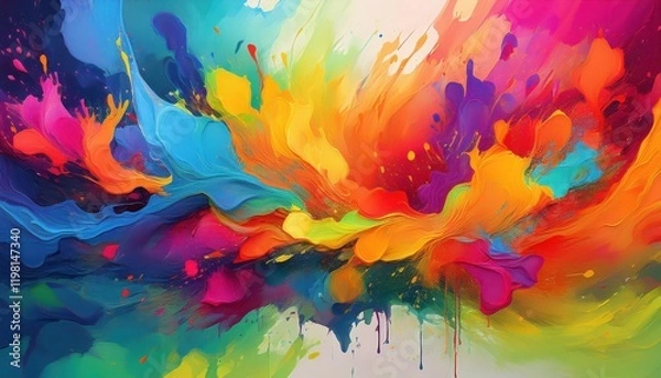 Obraz Vibrant Abstract Artistry Colorful Explosion of Splattered Paints Captured in an Instant