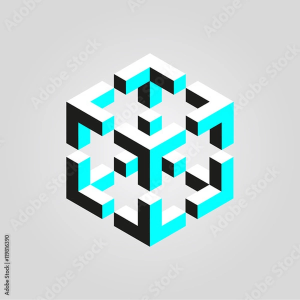 Fototapeta simple cubes logo design concept, vector logo template