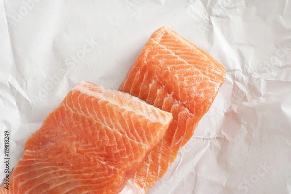 Fototapeta two fresh salmon slices