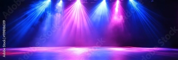 Fototapeta Neon Glow: Empty Concert Stage Waiting for the Show