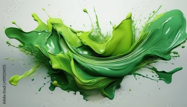 Fototapeta Vibrant Green Paint Splash Amidst Abstract Chaos Exploring the Creative Process in a Pop Art Style.