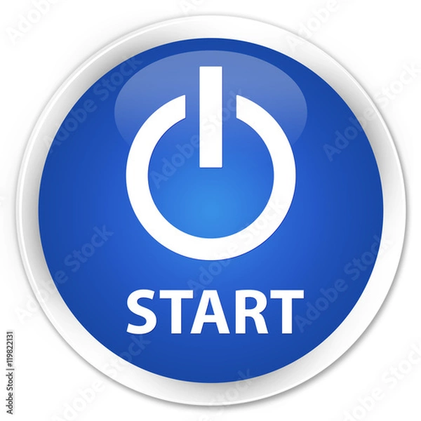 Obraz Start (power icon) blue glossy round button