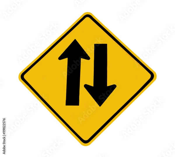 Obraz Two way traffic sign on white background