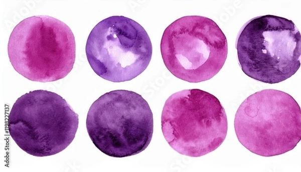 Fototapeta Vibrant Watercolor Artistry Round Shapes, Stains, Circles, and Blobs in a Whimsical Watercolor Scene Created on