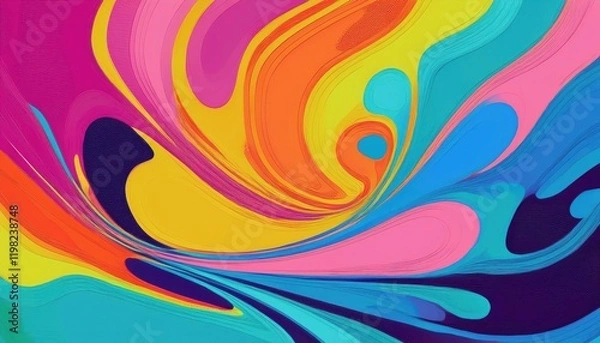 Fototapeta Vibrant Modern Abstract Art Colorful AIGenerated Contemporary Backdrop for Creative Spaces, Showcasing a Moody Palette at Dusk on .