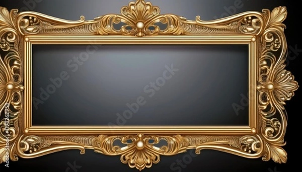 Fototapeta Elegant Gold Picture Frame on Transparent Background Timeless Symbol of Opulence and Elegance