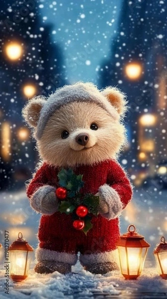 Obraz Cute Christmas teddy bear